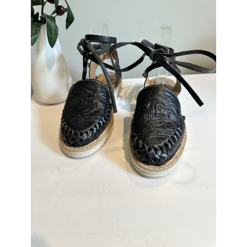 Ladies Genuine Authentic Calzado Mexican Leather Closed Toe Huarache US 6/Mex 3